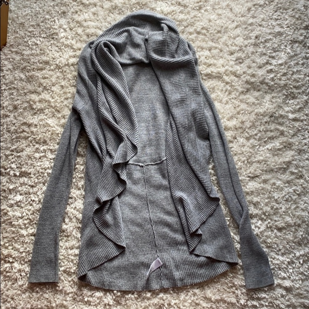 Grey Cowlneck Cardigan - S